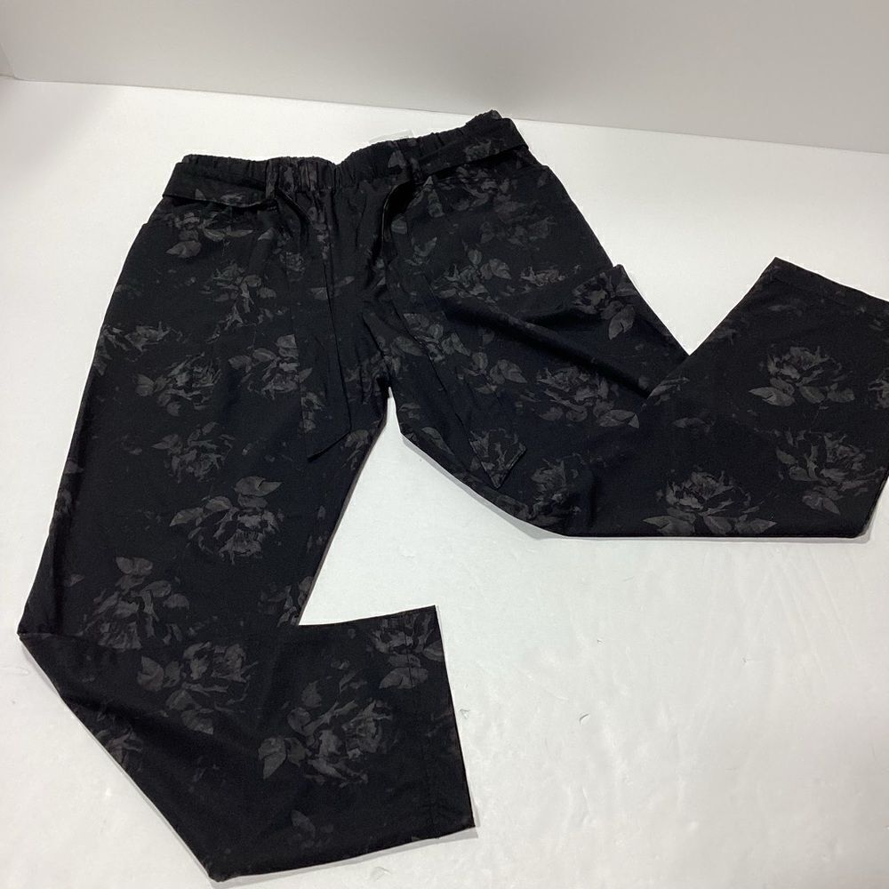 Ezy Wear By CH1 Jogger Black Floral Swishy Lounge Pants M NWT